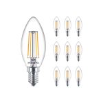 Mehrfachpackung 10x Philips MASTER Value LED Kerze E14 Fadenlampe Klar 3.4W 470lm - 927 | Höchste Farbwiedergabe - Dimmbar – Ersatz für 40W
