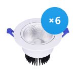 Mehrfachpackung 6x Bright Choice LED Downlight Rund Schwenkbar 15W 1200lm 60D - 930 Warmweiß | 135mm - Ausschnitt 110mm - UGR <19