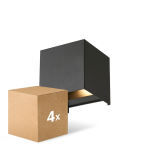Mehrfachpackung 4x D'Lite Wandleuchte Elingen Schwarz Up & Down 4.9W 480lm - 830 Warmweiß | IP65