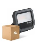 Mehrfachpackung 4x Ledvance Led-Scheinwerfer Aluminium Schwarz 8W 1100lm 100D - 830 Warmweiß | IP66 - Symmetrisch