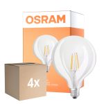 Mehrfachpackung 4x Osram SuperStar LED E27 Globe 125mm Fadenlampe Klar 7W 806lm - 822-827 Dim to Warm | Dimmbar - Ersatz für 60W