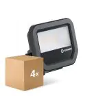 Mehrfachpackung 4x Ledvance Led-Scheinwerfer Aluminium Schwarz 8W 1100lm 100D - 830 Warmweiß | IP66 - Symmetrisch