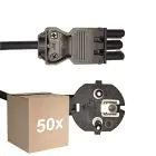 Mehrfachpackung 50x Noxion GST-Kompatibel Versorgungskabel - Weiblich + Schuko Europlug - Schwarz 1.5m - 3 pole 0.75mm2